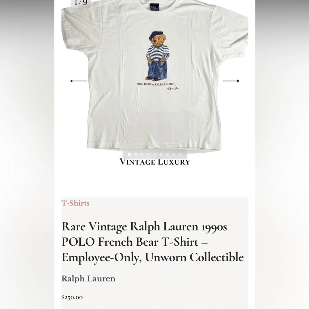 Ralph Lauren Cream Polo Bear T-Shirt - Picture 4 of 4